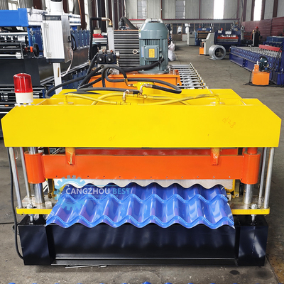 Βραζιλία Υλικό πάχος 0,3-0,8mm Roll Forming Machine Metal Steel Roof Tile Making Υδραυλική κοπή