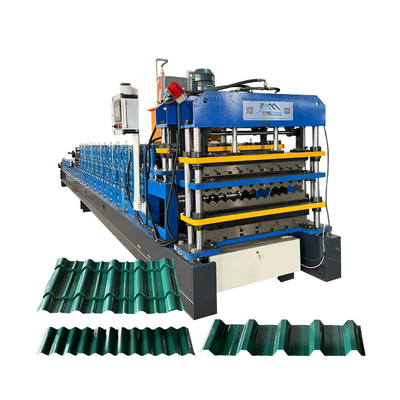 Δέλτα Inverter Τρία στρώματα οροφής χάλυβα Profile Roll Forming Machine Για 0,25-0,6mm πάχος υλικού
