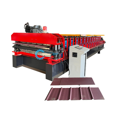 0.25-0.6mm Υλικό πάχος 5.5×1.4×1.5m Μηχανή σχηματισμού διπλού στρώματος 8-12m/min Ταχύτητα σχηματισμού