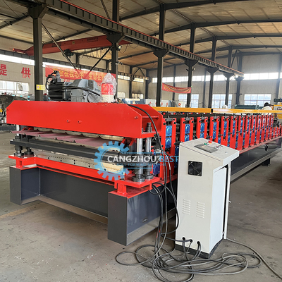 0.25-0.6mm Υλικό πάχος 5.5×1.4×1.5m Μηχανή σχηματισμού διπλού στρώματος 8-12m/min Ταχύτητα σχηματισμού